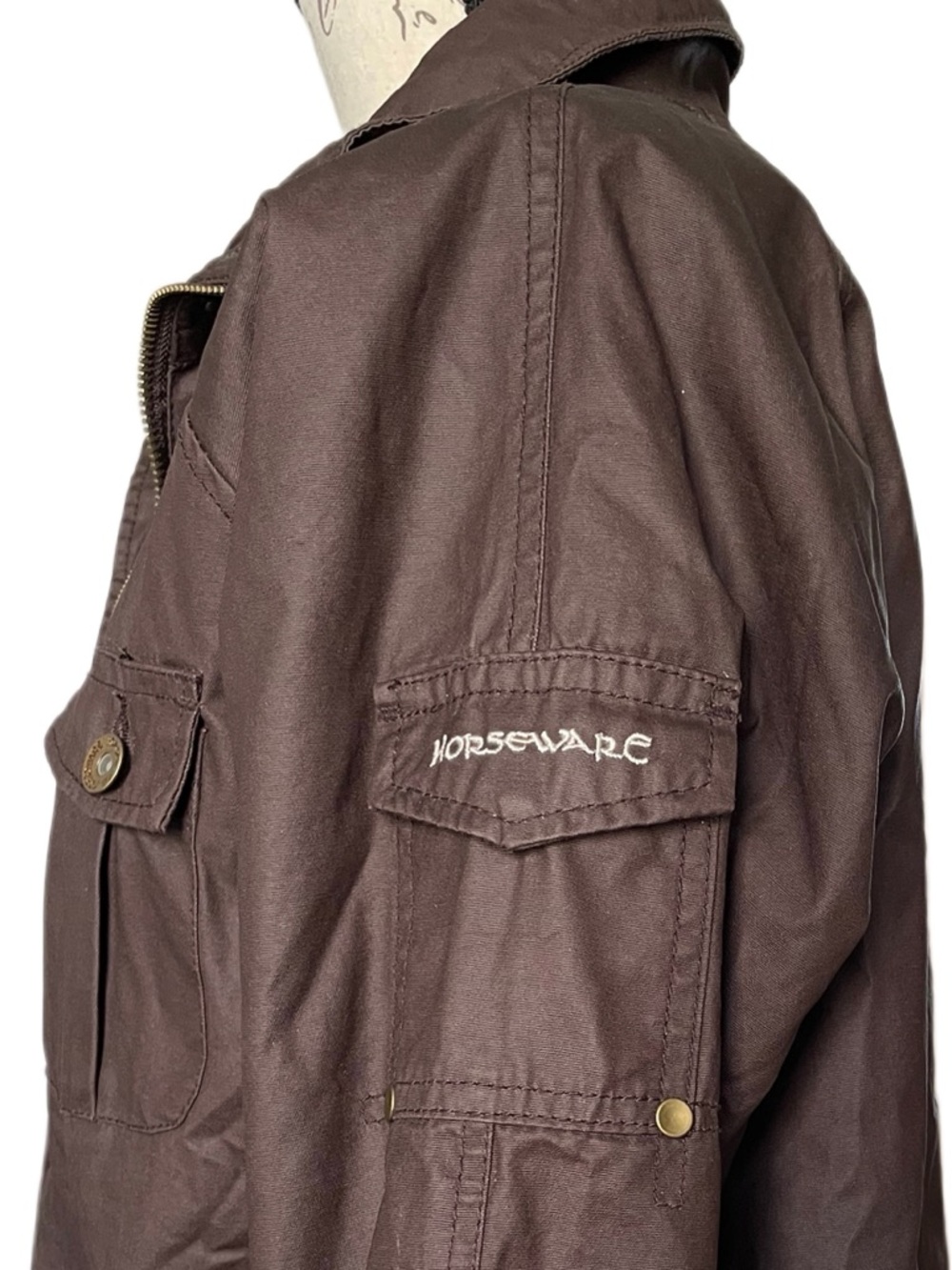 Horseware of Ireland Women's Brown Waxed Cotton Equestrian Field Coat Sz 8 - M - Picture 3 of 9